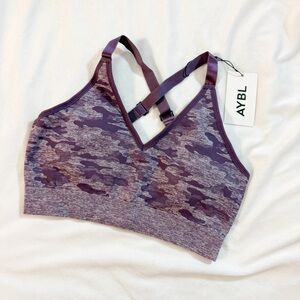 AYBL Camo Seamless Sports Bra Plum Purple Medium NWT